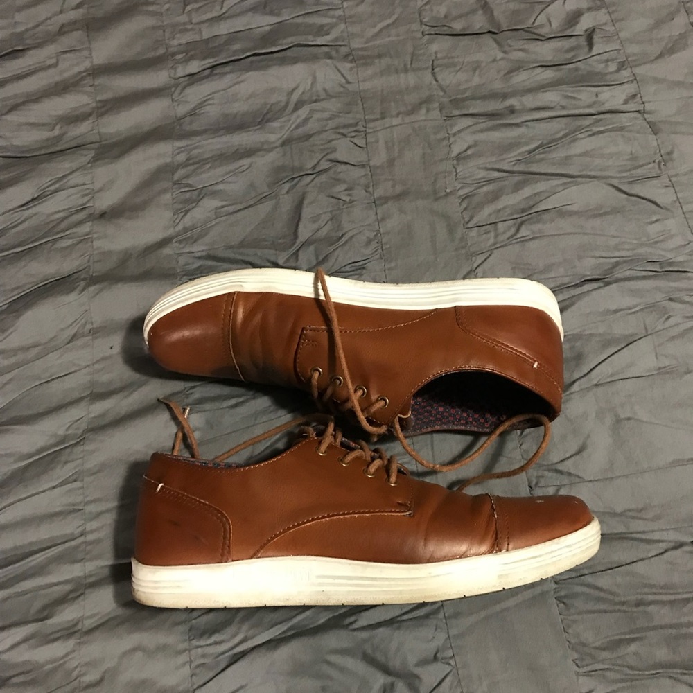 Brown leather sneakers